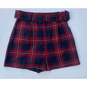 Zara Basic Women's Sz Medium Red Plaid Shorts